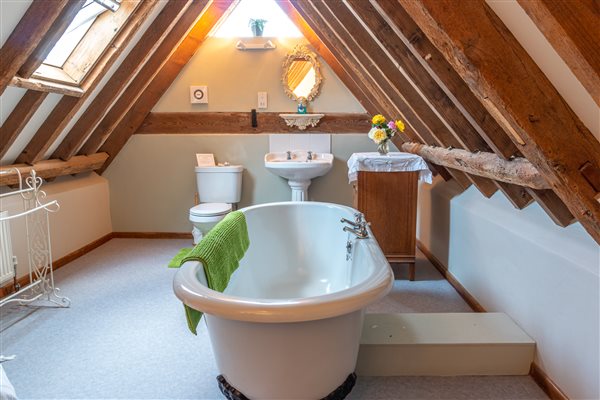 The Old Corn Mill beautifully beamed bathroom